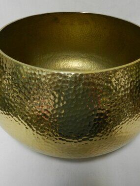 Hammered Brass large Bowl Planter 6" tall 11" wide rounded round decor